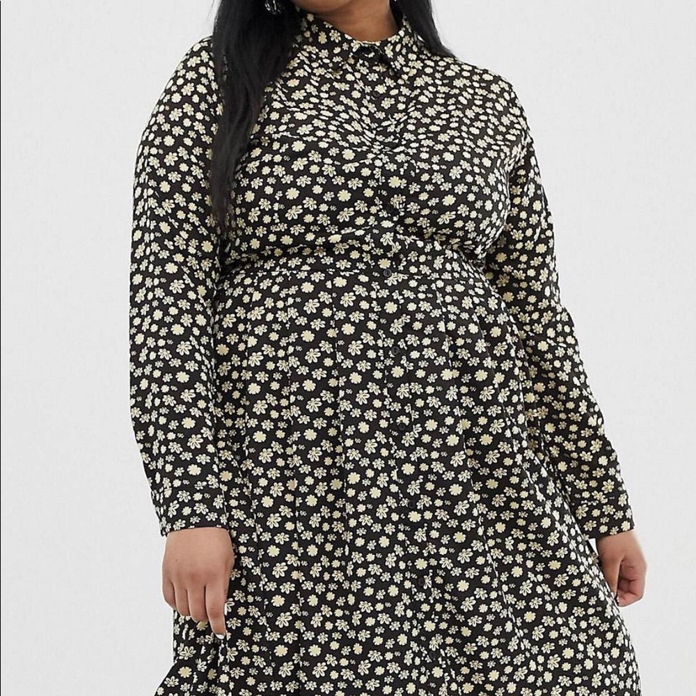 Asos Curve/Glamorous Curve midi floralshirt dress